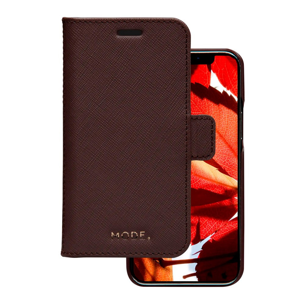 iPhone 12 Mini dbramante1928 New York 2-in-1 Genuine Leather Flip Case - Dark Chocolate