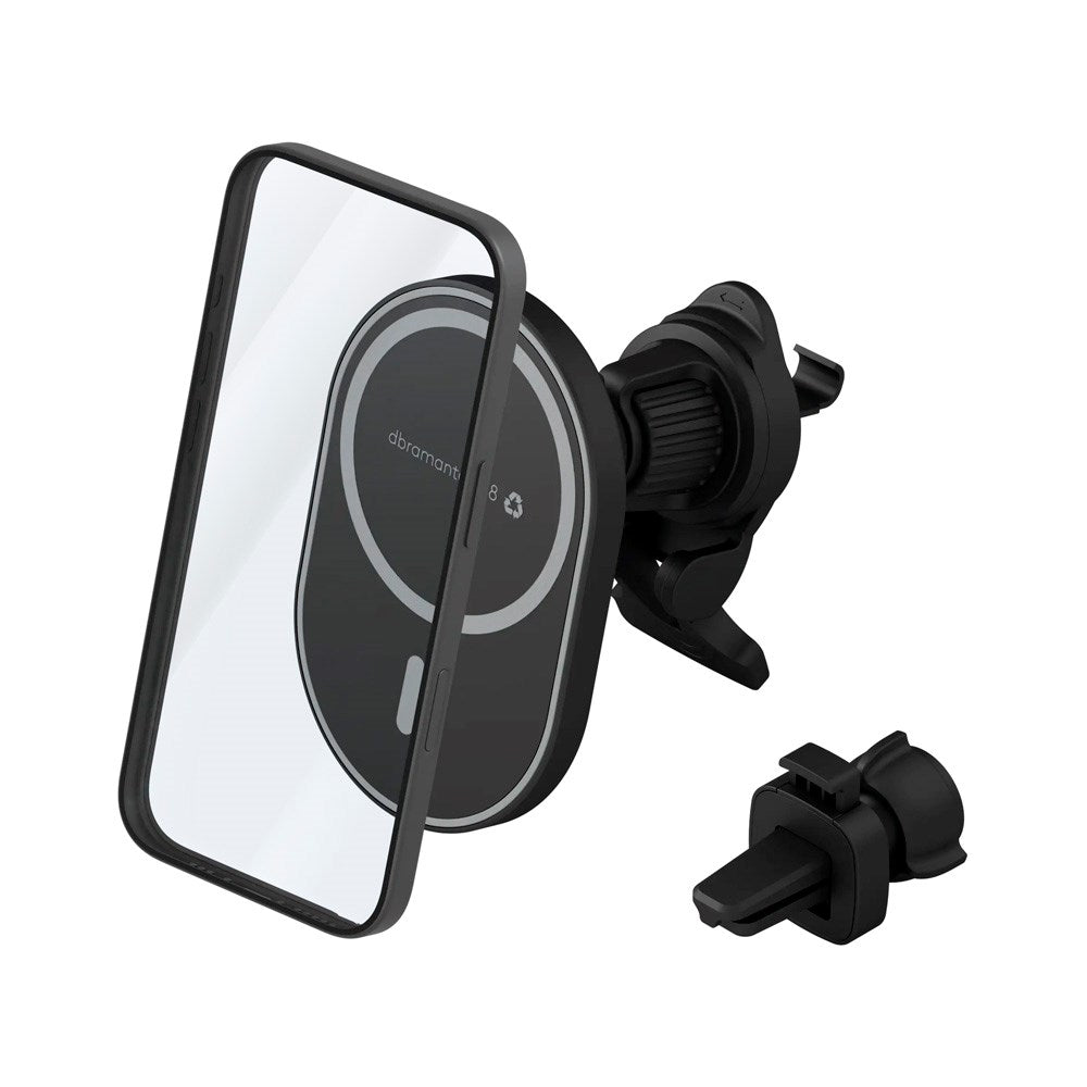 dbramante1928 Car Mount with 15W Wireless Charging - Vent Mount - MagSafe Compatible - Black