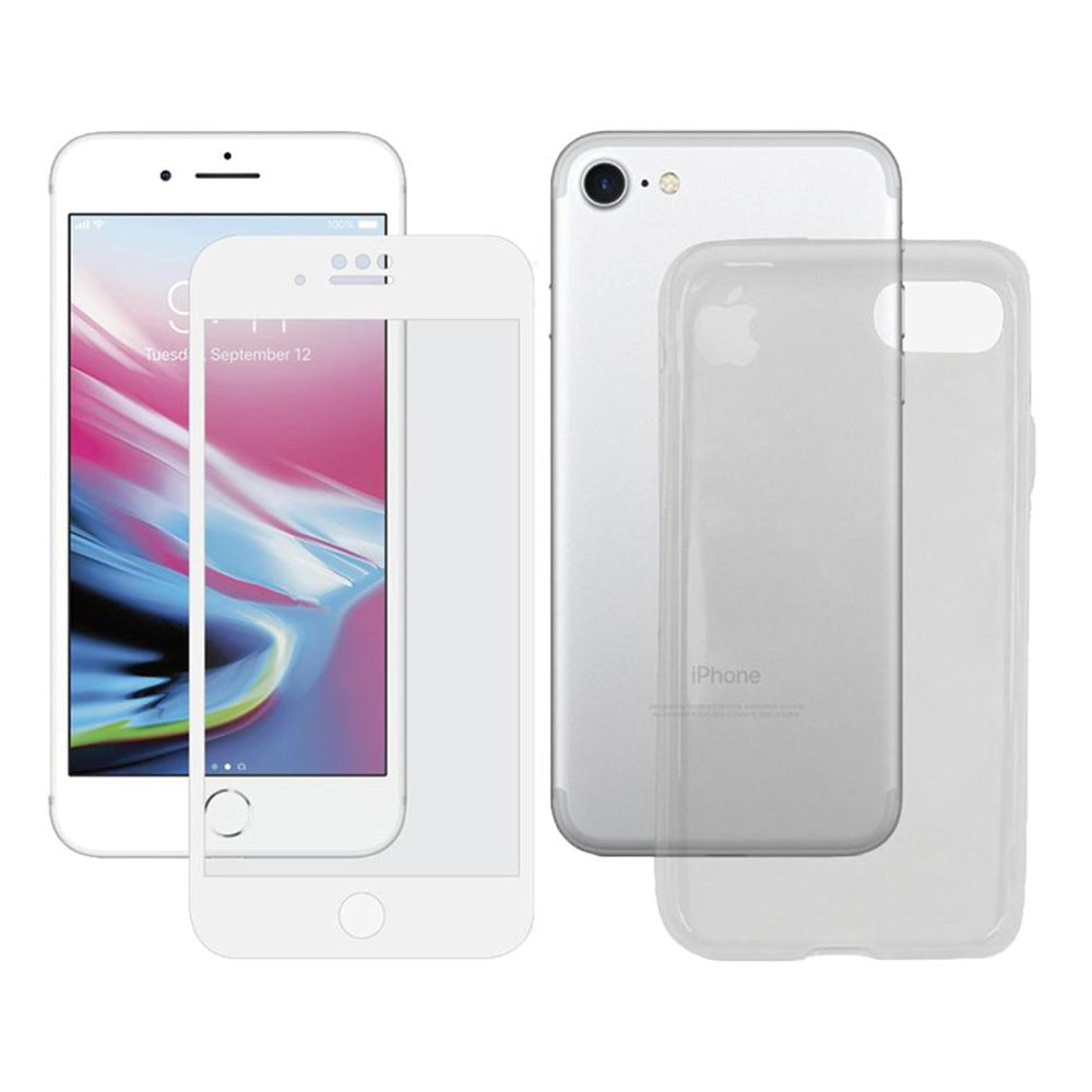 iPhone SE 2022 / 2020 / 8 / 7 PanzerGlass 360⁰ Protection (Glass w. White Edge + Back Case)