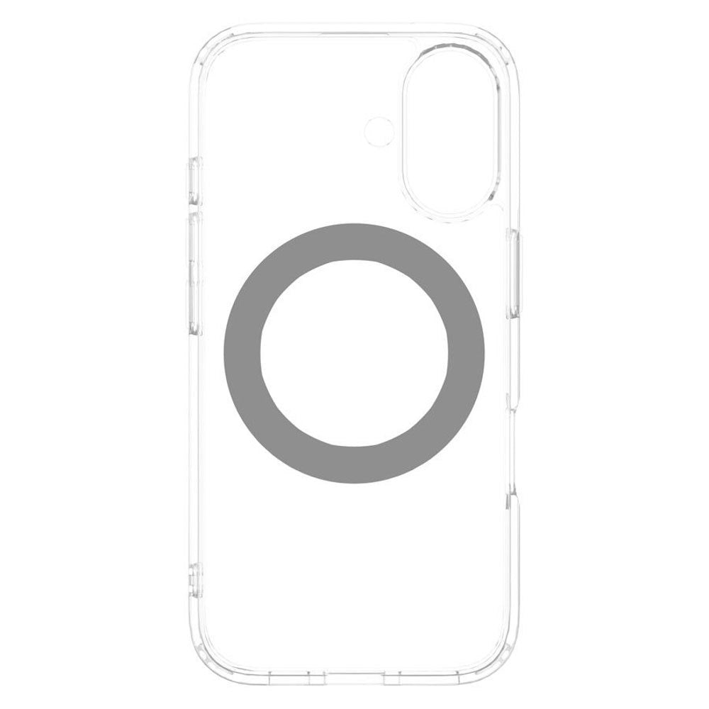 iPhone 16 Lippa Hybrid Plastic Case with 360 Rotating Kickstand - MagSafe Compatible - Transparent / Silver