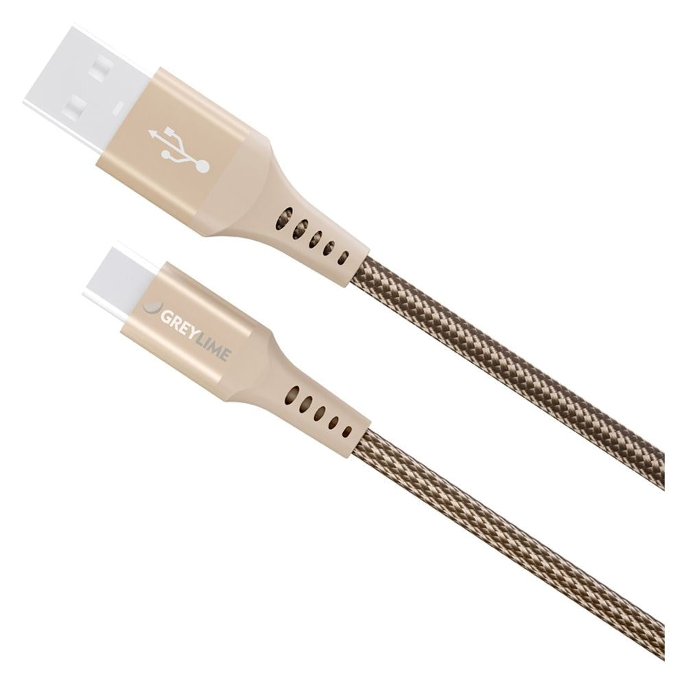 GreyLime 15W Braided USB-A to USB-C Cable 3 m - Beige