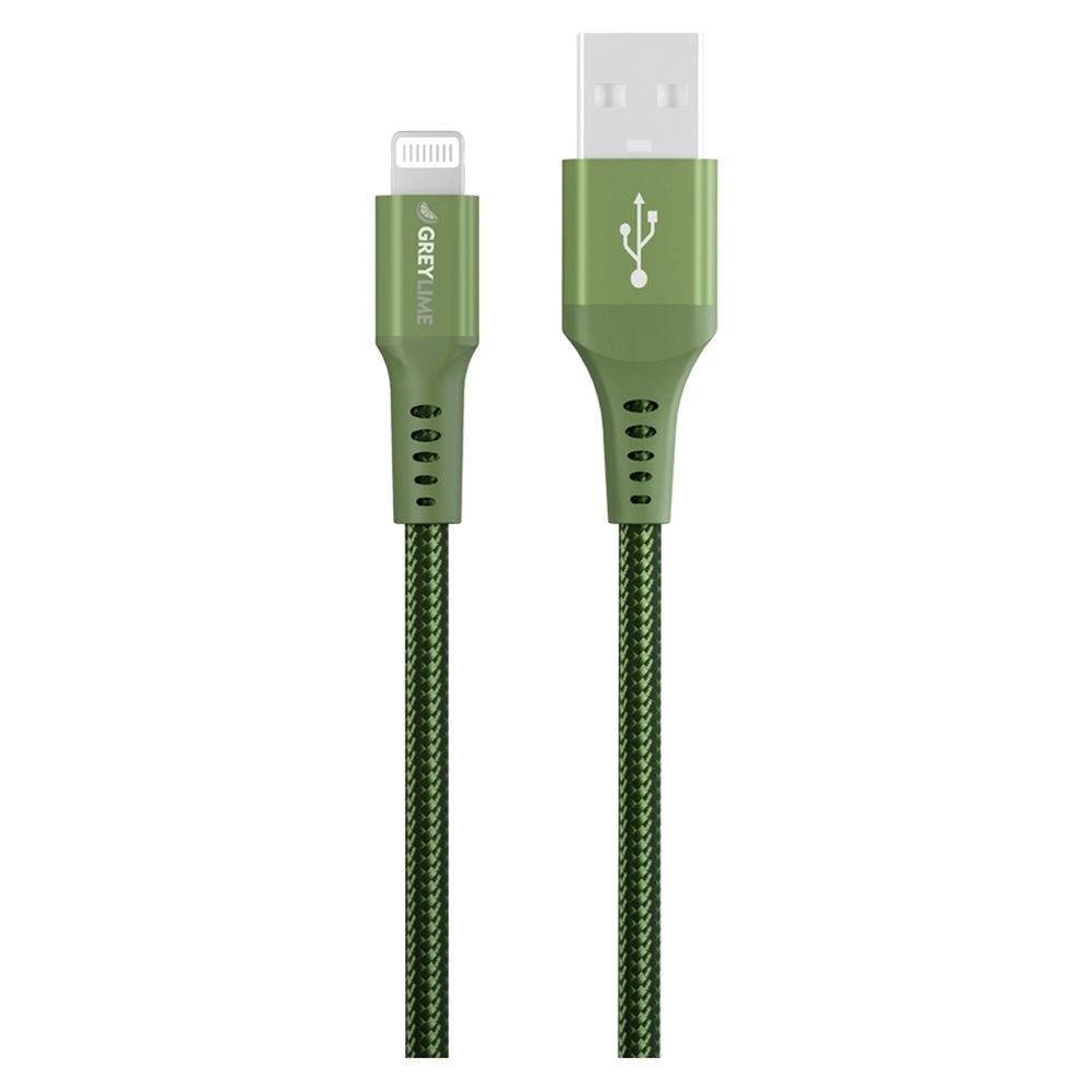 GreyLime 12W Braided USB-A to Lightning Cable 3 m - Green