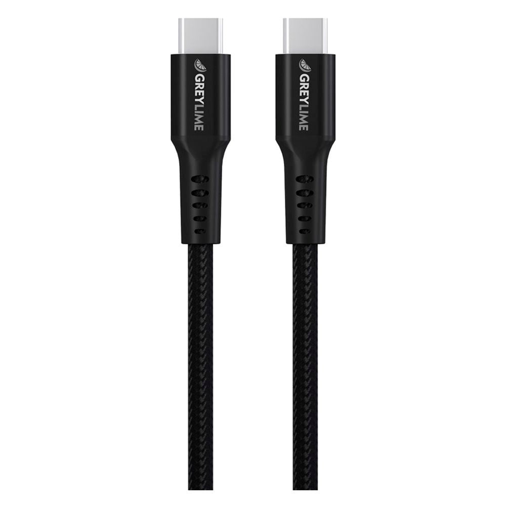 GreyLime 60W Braided USB-C to USB-C Cable 3 m - Black