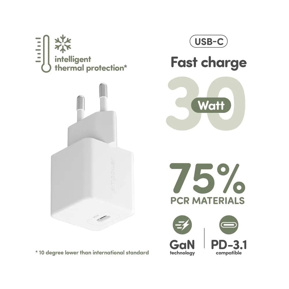 empower by PanzerGlass Turbo 30W Wall Charger with 1x USB-C – Silver White