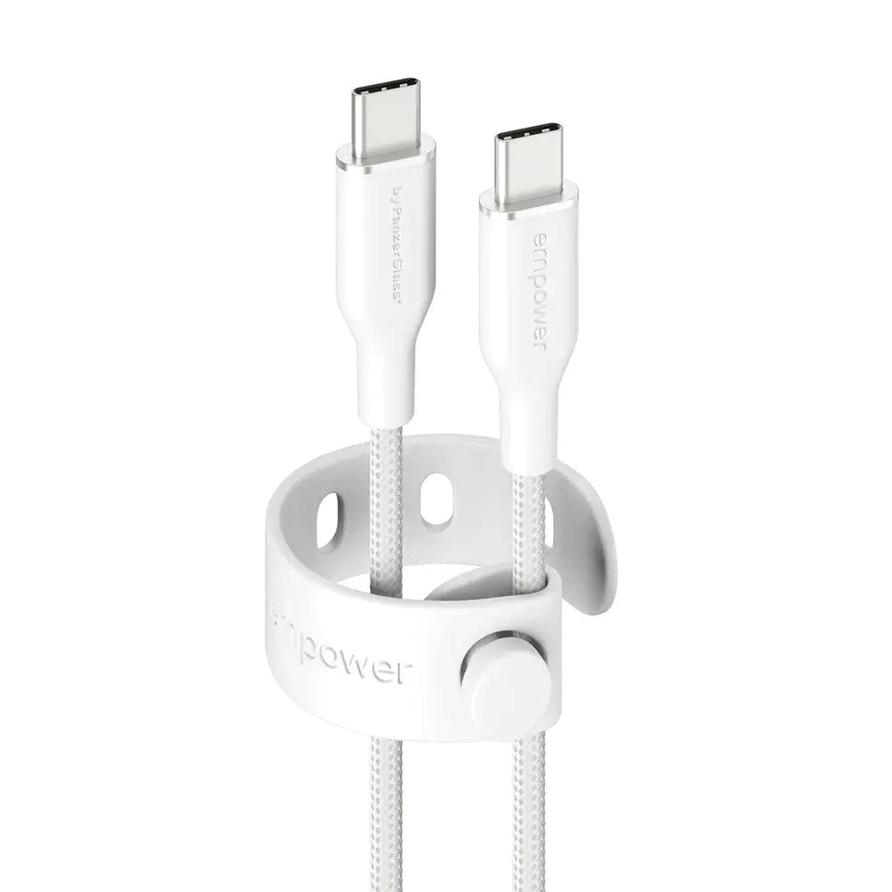empower by PanzerGlass Racing 60W USB-C to USB-C Cable – 1.2m – Silver White