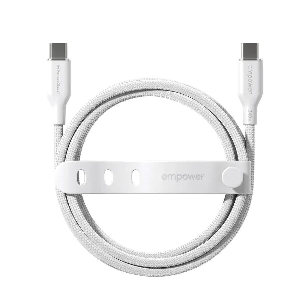 empower by PanzerGlass Racing 240W USB-C to USB-C Cable – 2m – Silver White