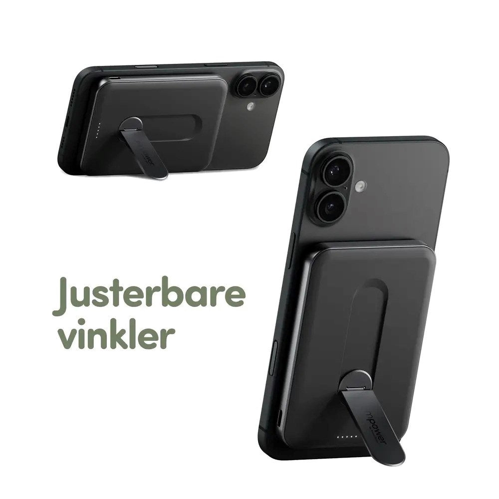 empower by PanzerGlass empower Bank with Spin Stand - 5000 mAh - Qi2 / MagSafe Compatible - Space Black