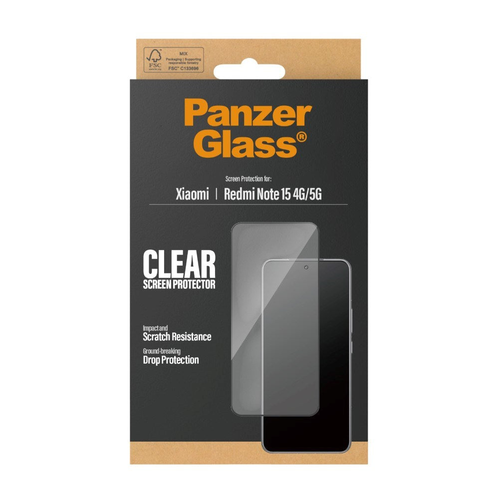Xiaomi Redmi Note 15 (5G) PanzerGlass Screen Protector Glass - Ultra Wide Fit - Transparent