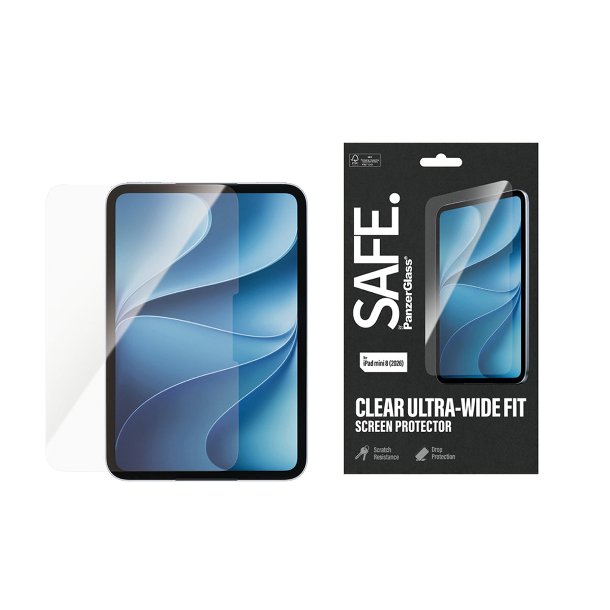 iPad Mini (2026) 8. Gen. SAFE. by PanzerGlass Ultra-Wide Fit Tempered Glass Screen Protector - Transparent