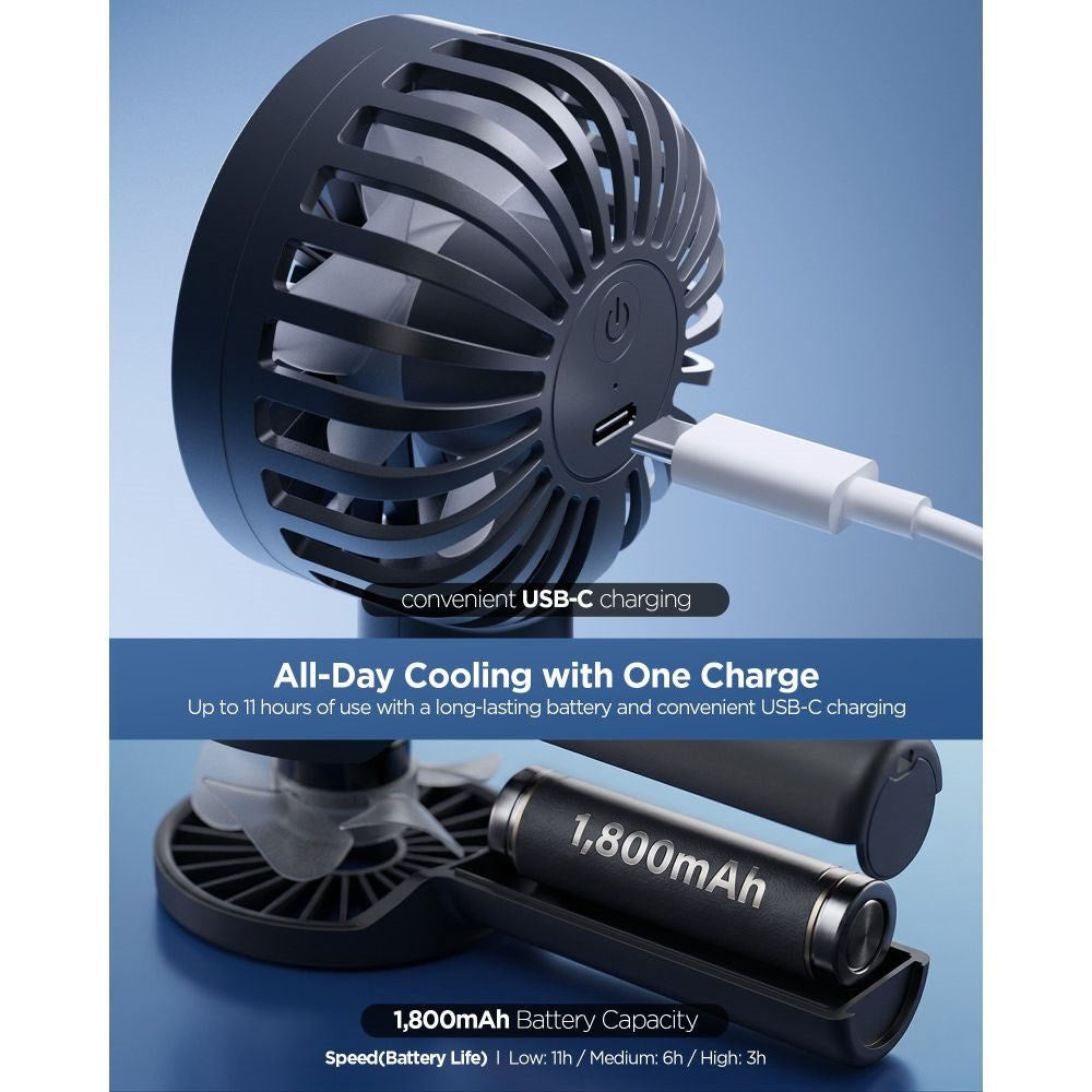 Spigen A905 Mini Portable Handheld Fan with Strap - Black