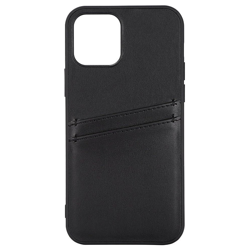 iPhone 12 / 12 Pro Buffalo Faux Leather Case with Card Pocket - Black