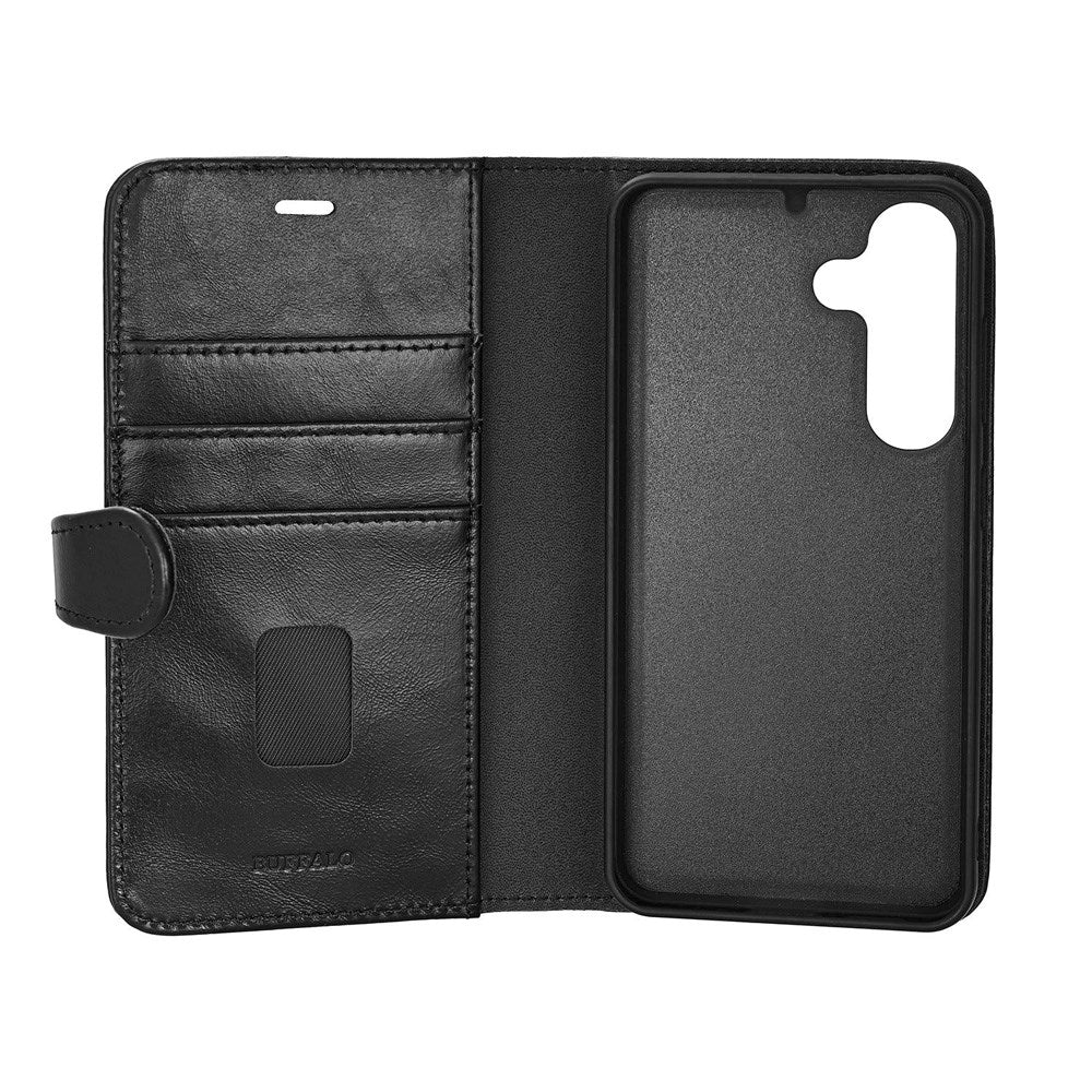 Samsung Galaxy S25 Buffalo 2-in-1 Wallet Real Leather Magnet Flip Case with Wallet - Black