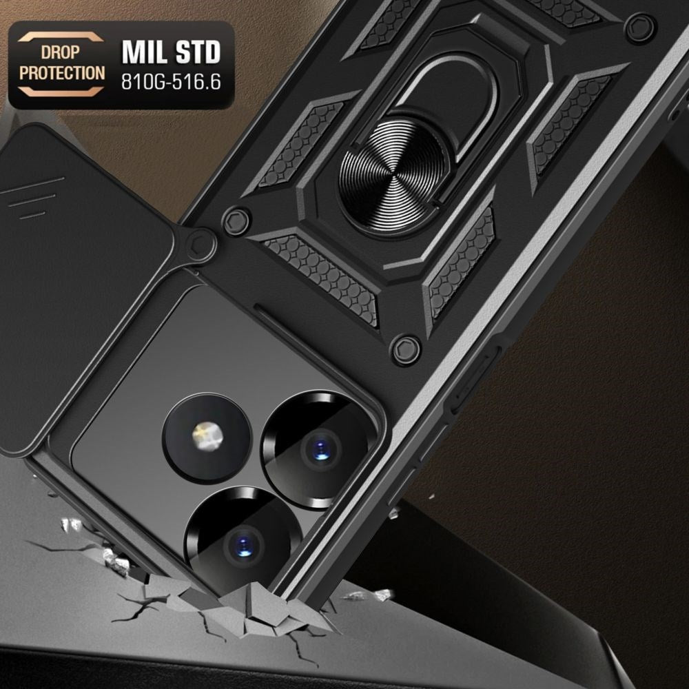 Xiaomi Redmi 13 Tech-Protect Camshield Case with Magnetic Ring & Stand Function - Black