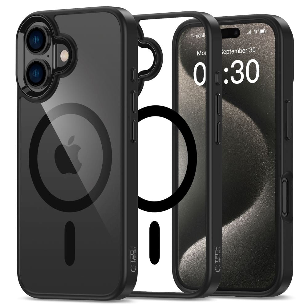 iPhone 16 Plus Tech-Protect Magmat Case - MagSafe Compatible - Transparent / Black