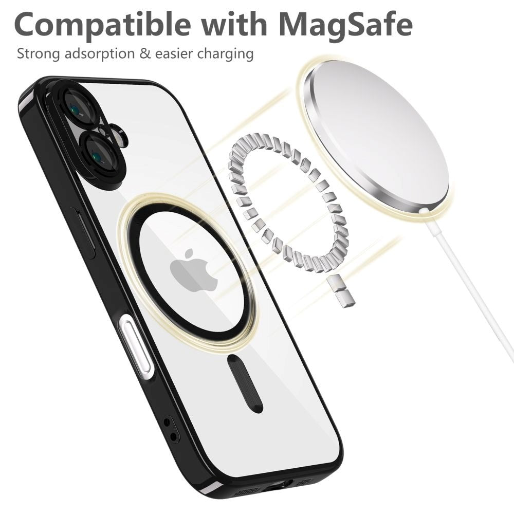 iPhone 16 Tech-Protect Magmat Case - MagSafe Compatible - Transparent / Glossy Black