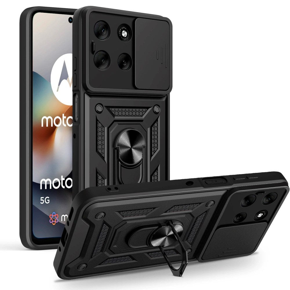 Motorola Moto G56 Tech-Protect Tough Case with Magnetic Kickstand & Camslider - Black