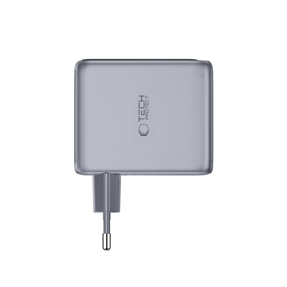 3-i-1 Wall Charger 100W w. 1x USB-A and 2x USB-C Tech-Protect PowerVision NC100W-GaN - Grey