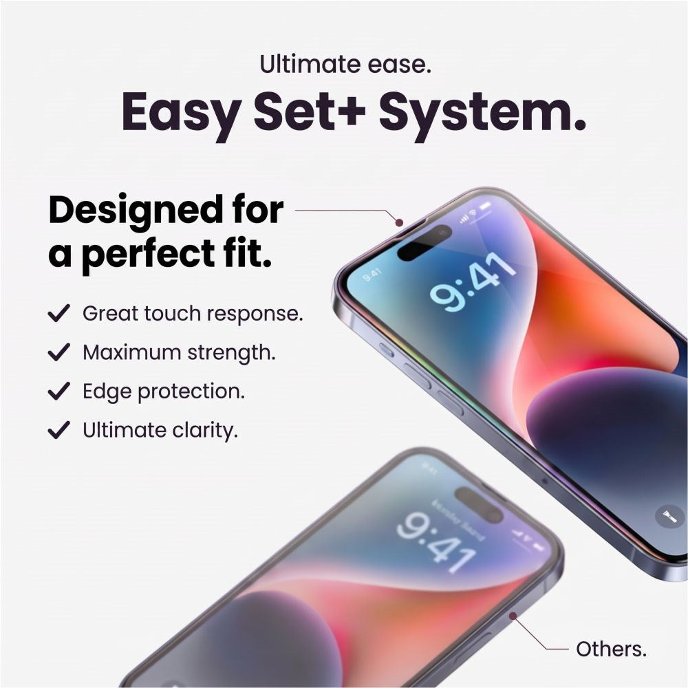 iPhone 18 Pro Tech-Protect Easy Set+ 3-in-1 Protection Set with Tempered Glass Screen Protector & Camera Lens Protector - Transparent