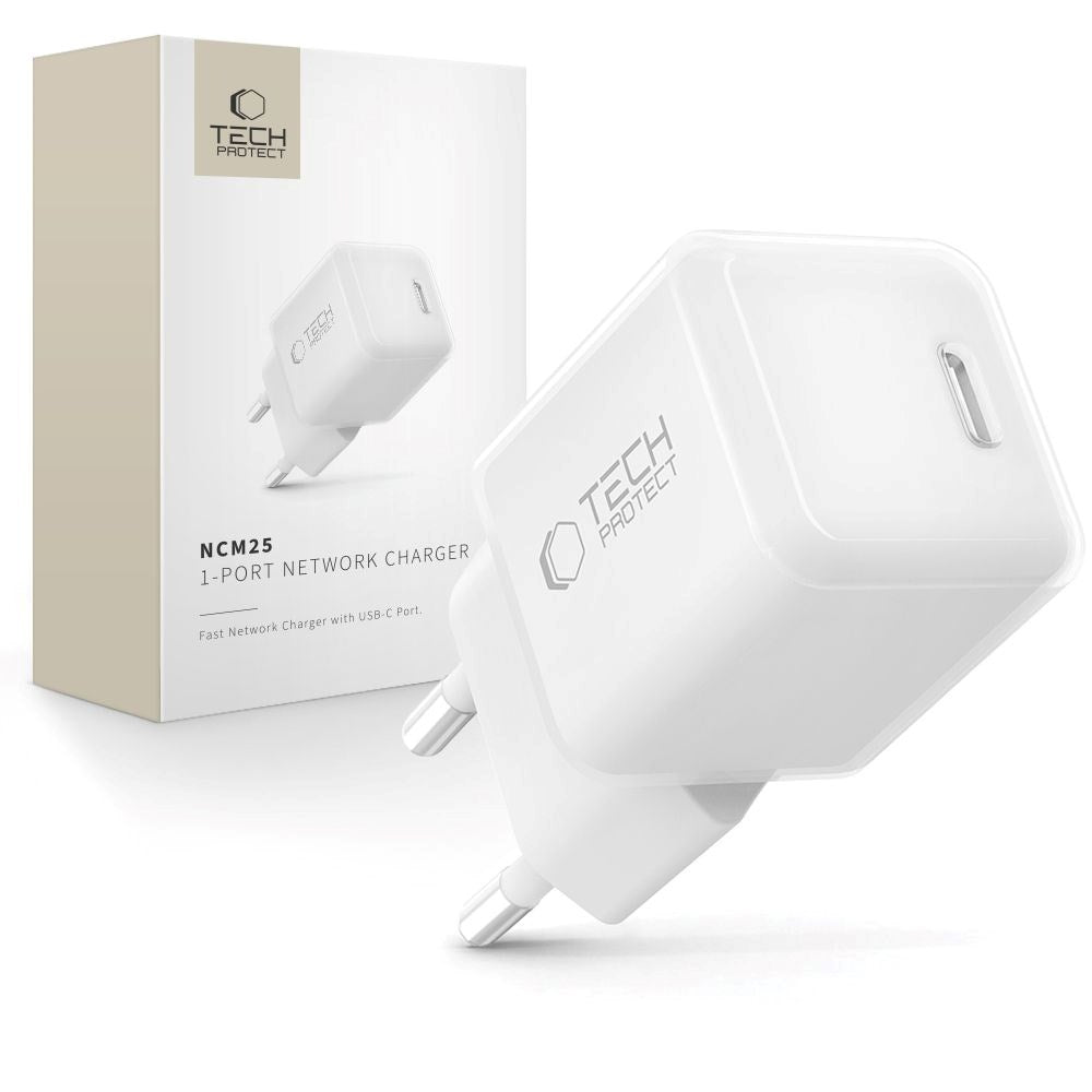 Tech-Protect NCM25 Wall Charger with 25W - 1 x USB-C - White