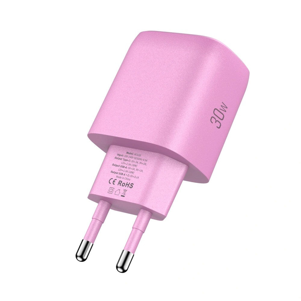 Tech-Protect NCA30 Wall Charger with 30W - 1 x USB-A & 1 x USB-C - Pink