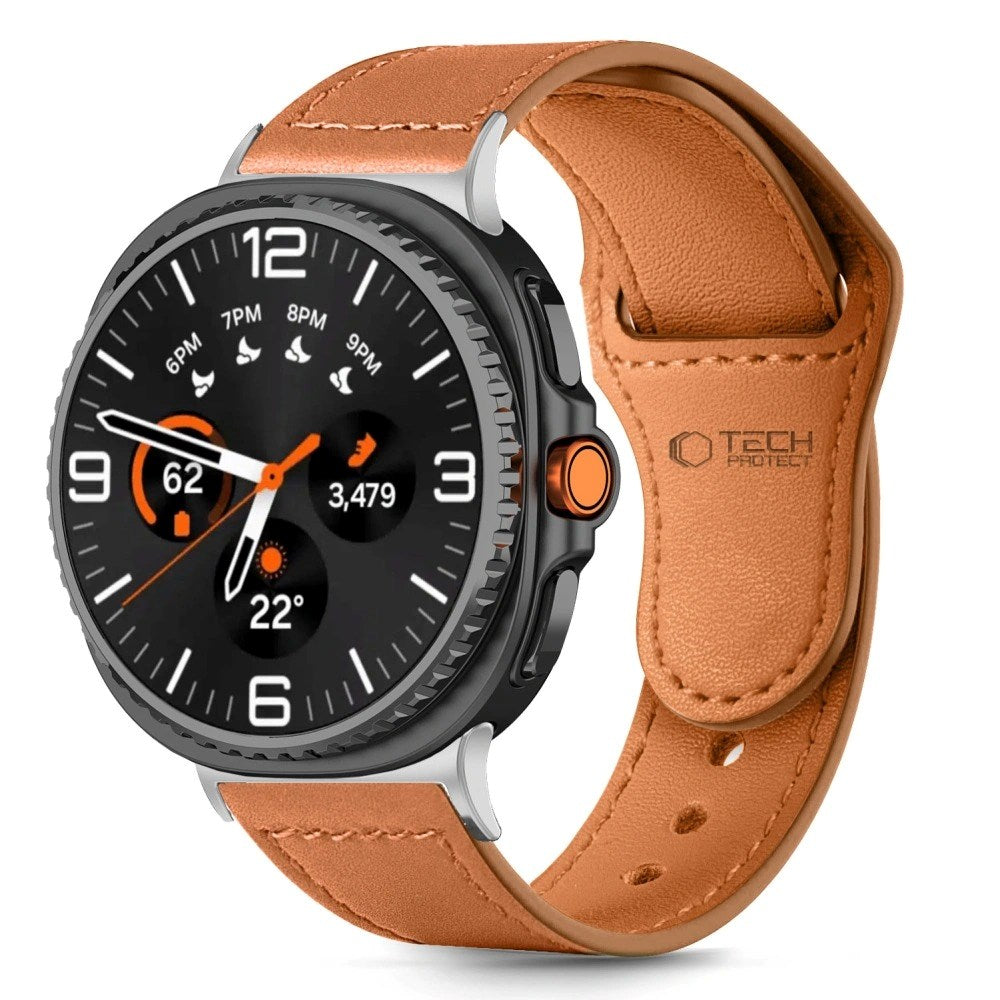 Tech-Protect Samsung Galaxy Watch 8 / 8 Classic (40 / 44 / 46mm) Leatherfit Genuine Leather Watch Strap - Brown