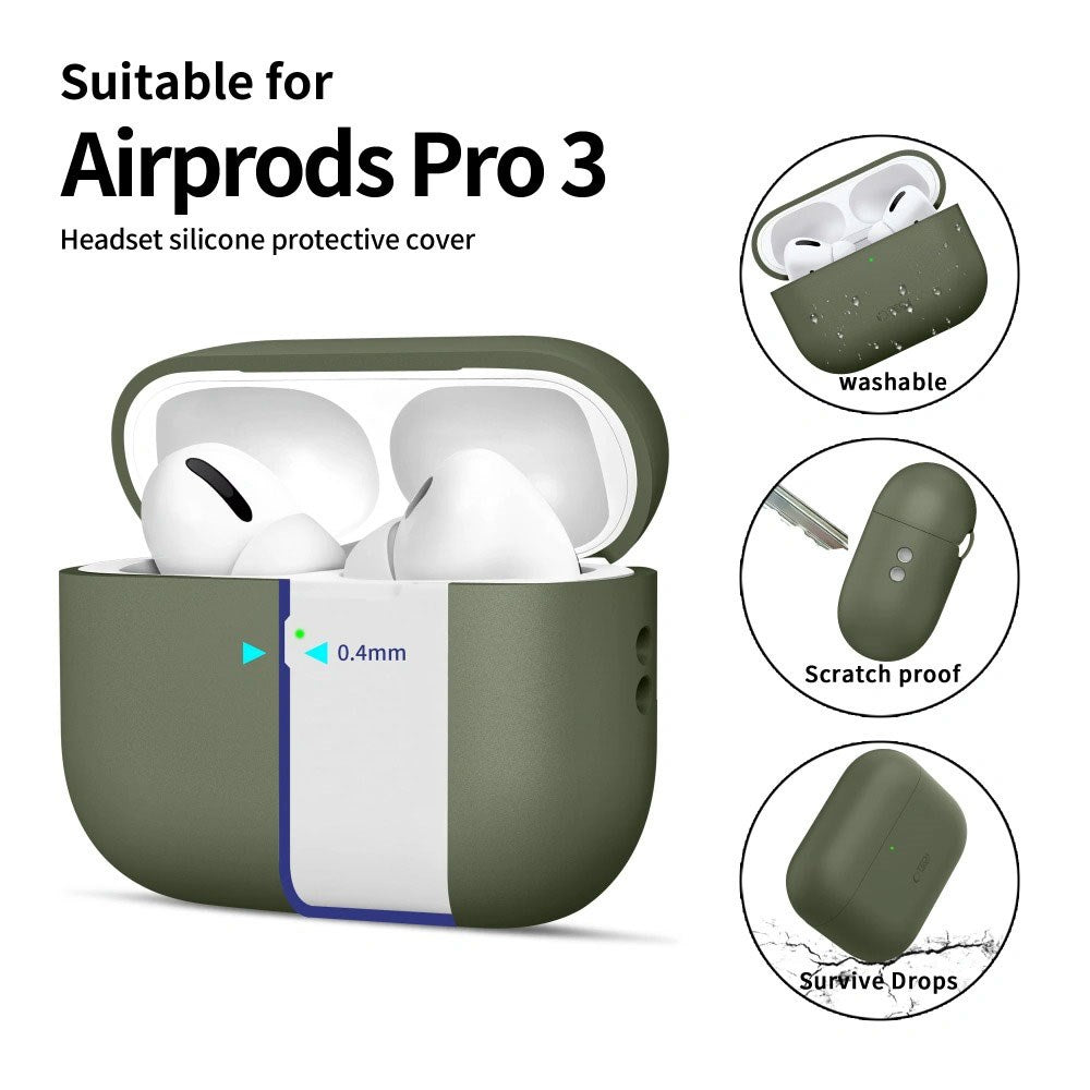Apple AirPods Pro (3. Gen) Tech-Protect Silicone Case with Strap - Olive Green