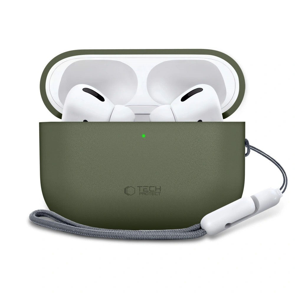 Apple AirPods Pro (3. Gen) Tech-Protect Silicone Case with Strap - Olive Green