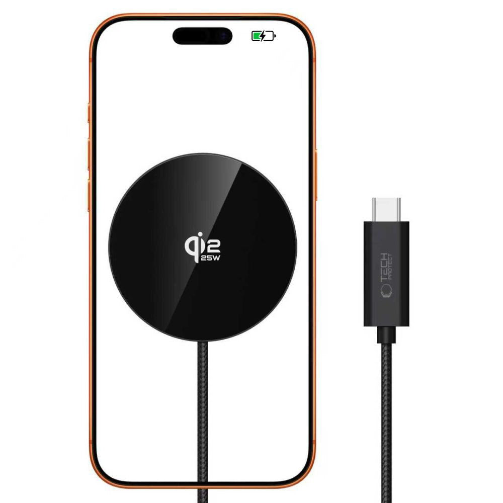 Tech-Protect 25W Qi2 Magnetic Wireless Charger - MagSafe Compatible - Black