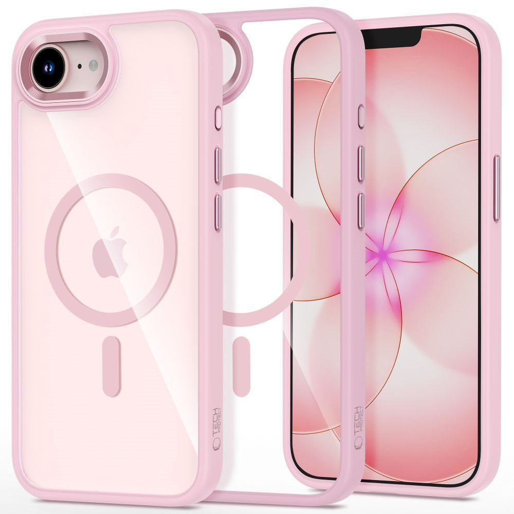 iPhone 17e / 16e Tech-Protect MagMat Case - MagSafe Compatible - Transparent / Pink