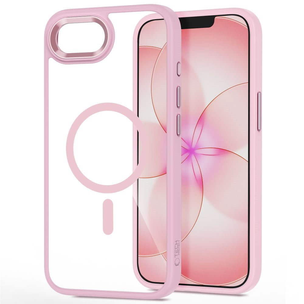 iPhone 17e / 16e Tech-Protect MagMat Case - MagSafe Compatible - Transparent / Pink
