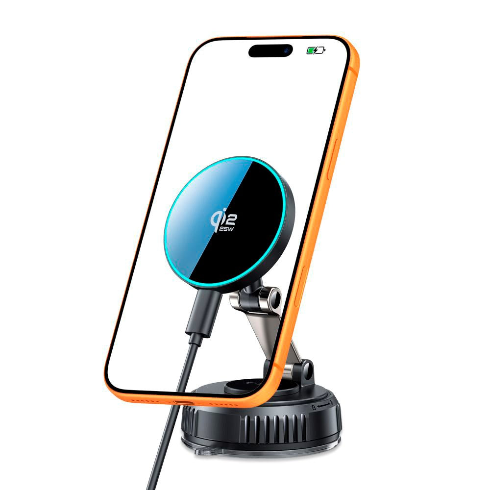 Tech-Protect Magnetic Car Mount with 25W Wireless Charging – Dashboard – MagSafe Compatible – Black