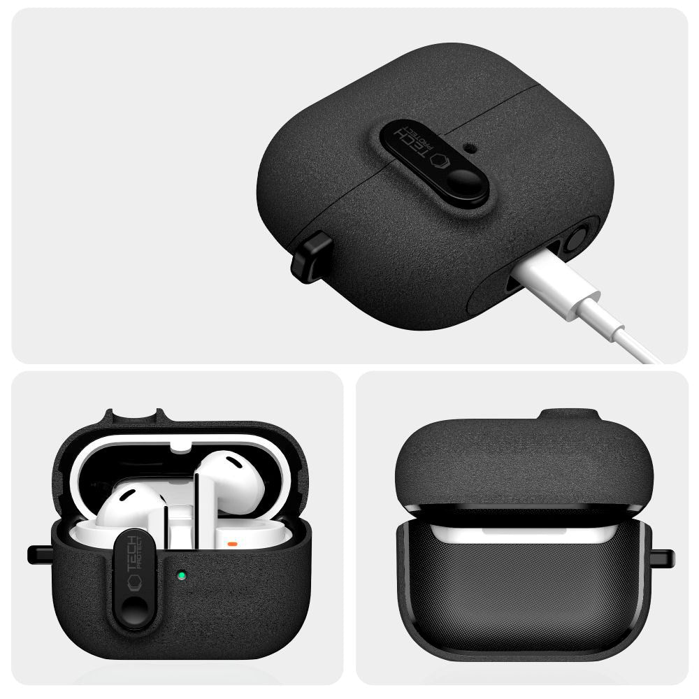 Samsung Galaxy Buds 3 / 3 Pro / 3 FE Tech-Protect Slim Hook Case with Carabiner – Black