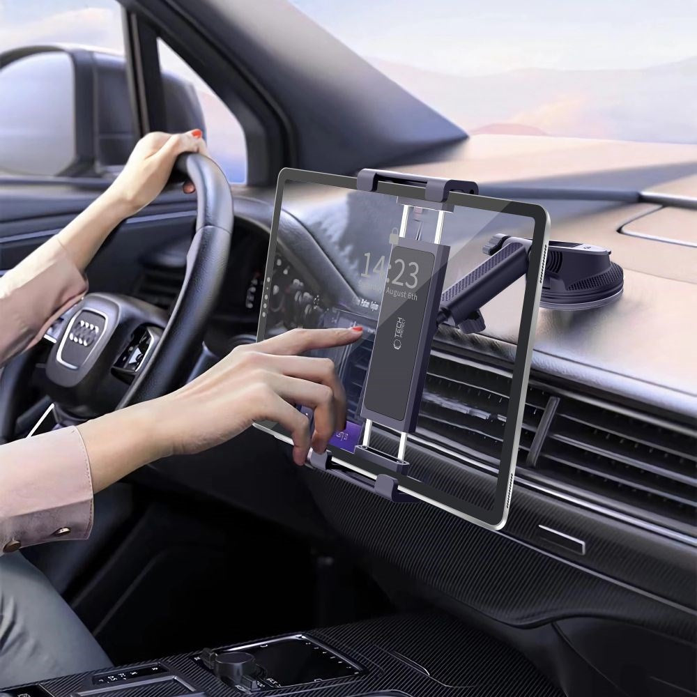 Tech-Protect V4 – Innovative Car Tablet Mount – 360° Rotation & Telescopic Arm - Black