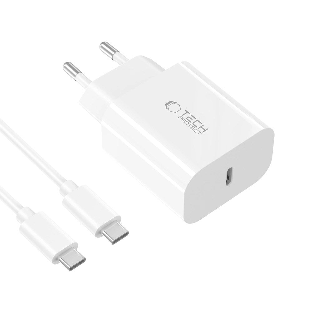 Tech-Protect 20W Wall Charger with 1 x USB-C Cable - White