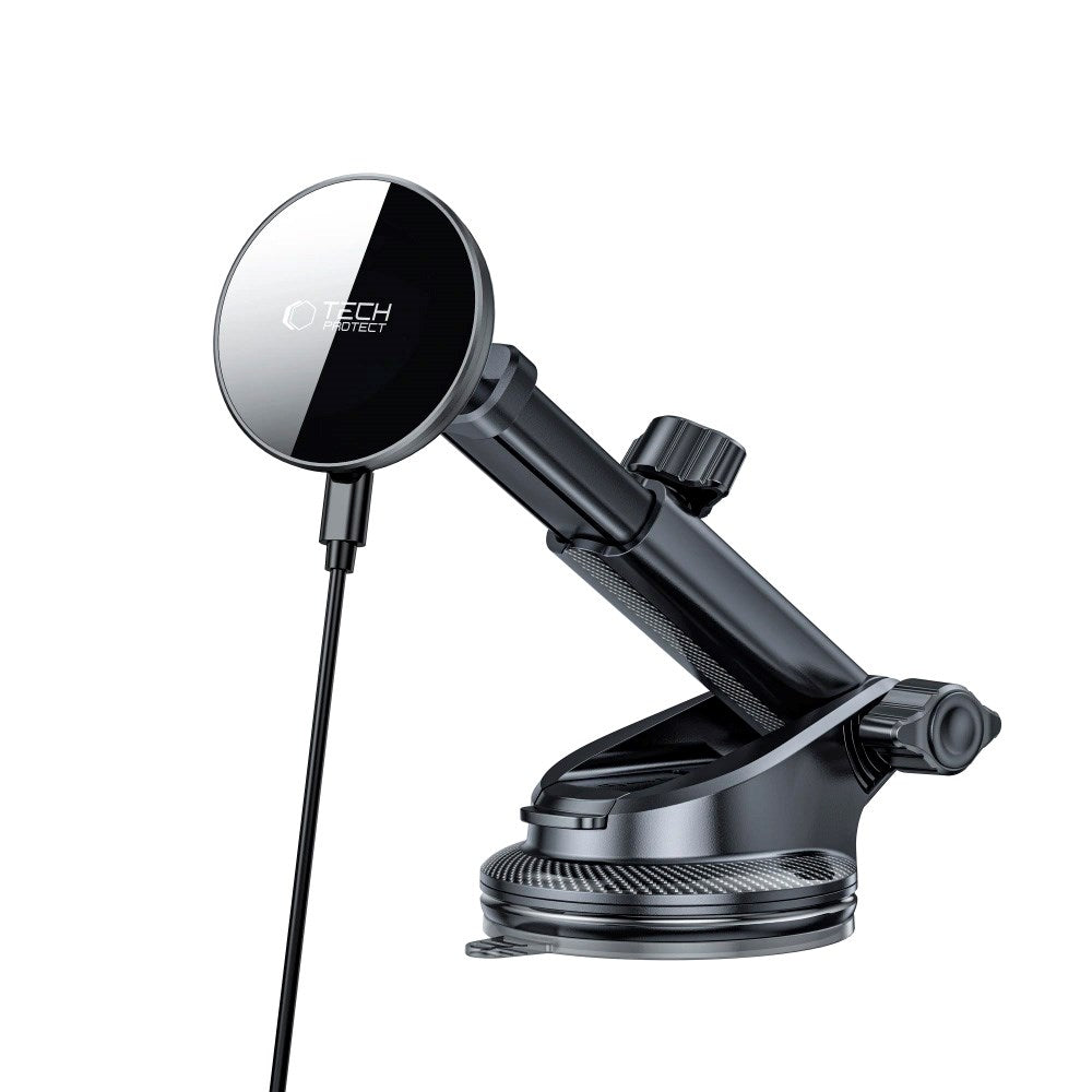 Tech-Protect 15W Magnetic Wireless Car Charger - Dashboard & Vent Mount - MagSafe Compatible - Black