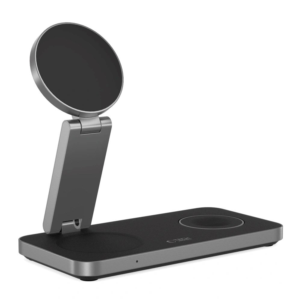 Tech-Protect 3-in-1 Magnetic Wireless Charger - MagSafe Compatible - 15W - Black