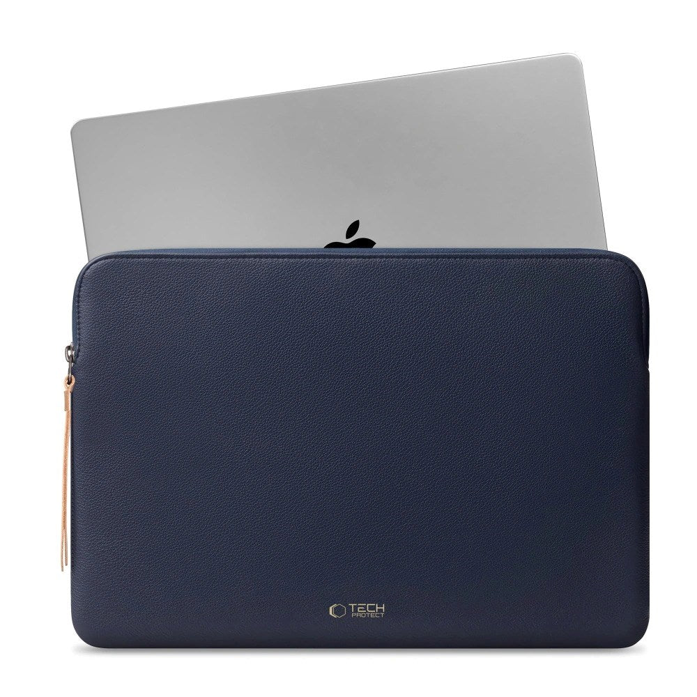 Tech-Protect MacBook / Laptop 15-16" Faux Leather Sleeve with Lined Inside - Navy Blue