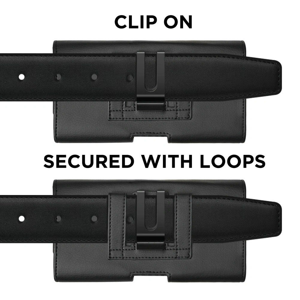 Tech-Protect Universal Faux Leather Phone Pouch - Dimensions (17.5 x 9 x 2.8 cm) - Black