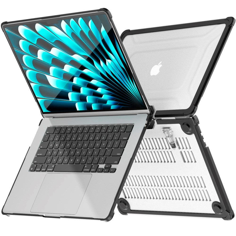MacBook Air 15" M2 / M3 / M4 (2023 - 2025) Tech-Protect SmartShell Pro Case - Black / Transparent