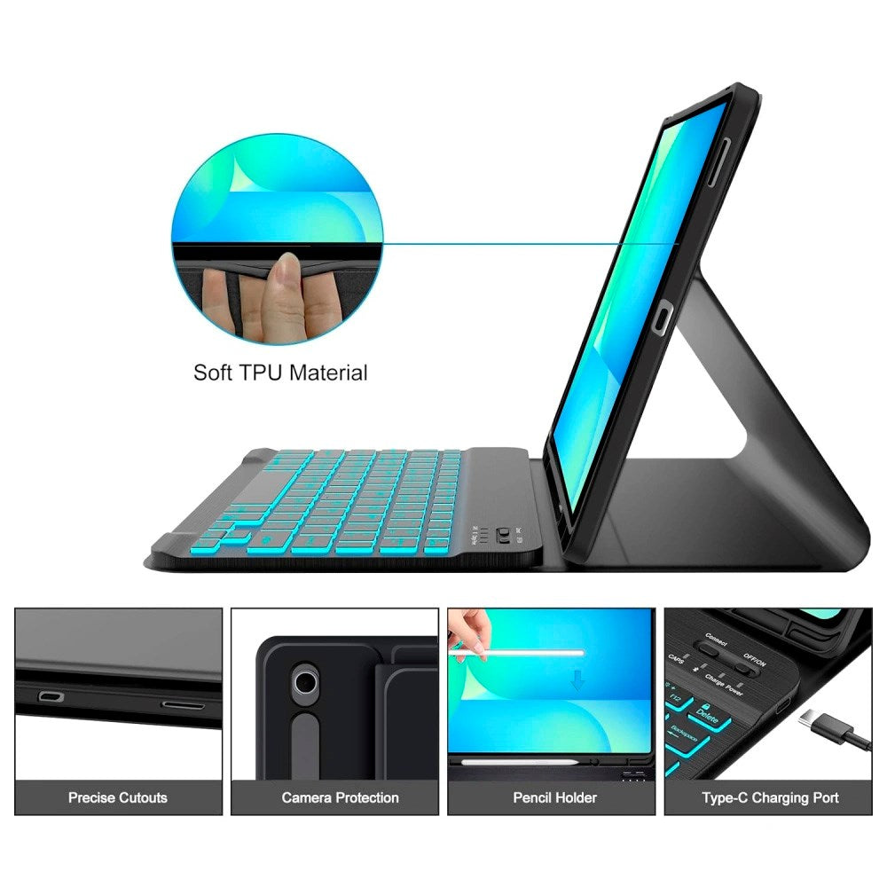 Samsung Galaxy Tab S10 FE+ (Plus) Tech-Protect Case with English Keyboard - Black