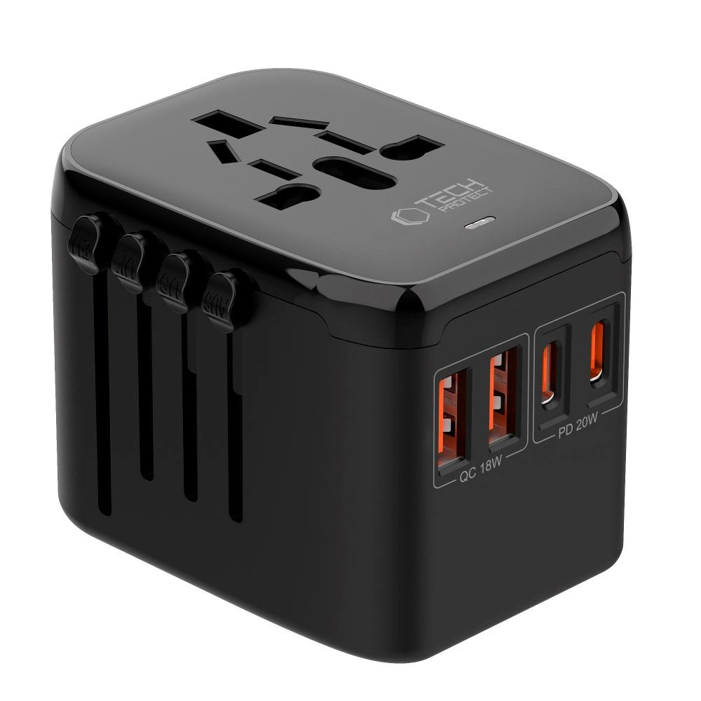 Tech-Protect Travel Adapter EU / UK / US / AU - Black