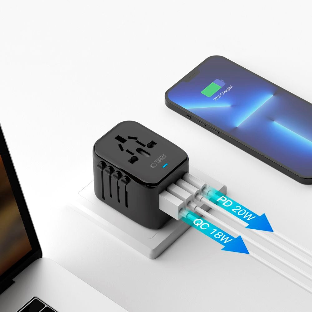 Tech-Protect Travel Adapter EU / UK / US / AU - Black