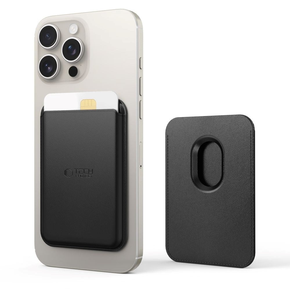 Tech-Protect MagWallet Faux Leather Card Holder - MagSafe Compatible - Black