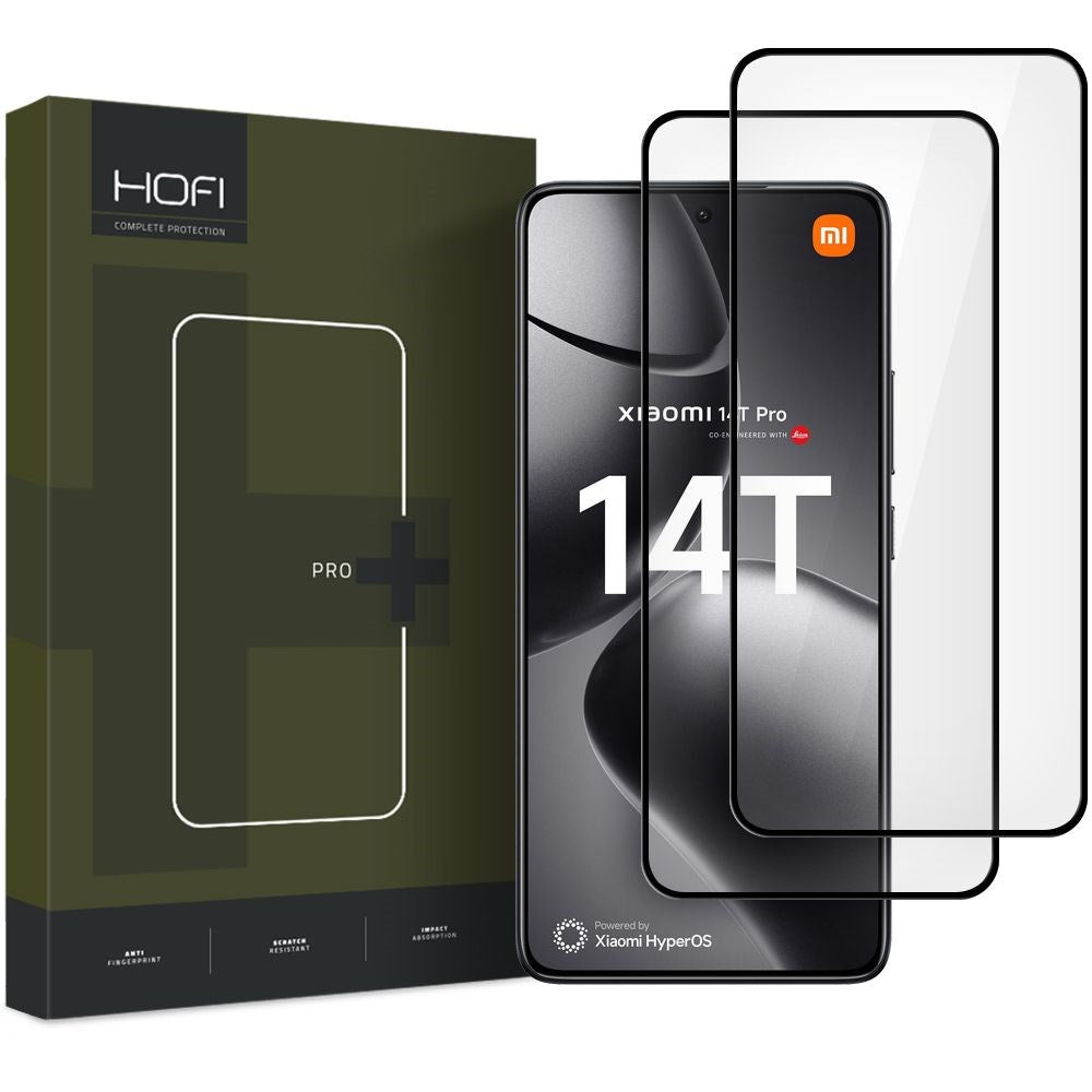 Xiaomi 14T / 14T Pro Hofi Glass Pro+ Screen Protector - Case Friendly - 2-Pak - Black Edge