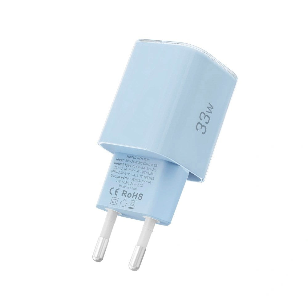 Tech-Protect 33W Wall Charger with 1x USB-A & 1x USB-C - Blue