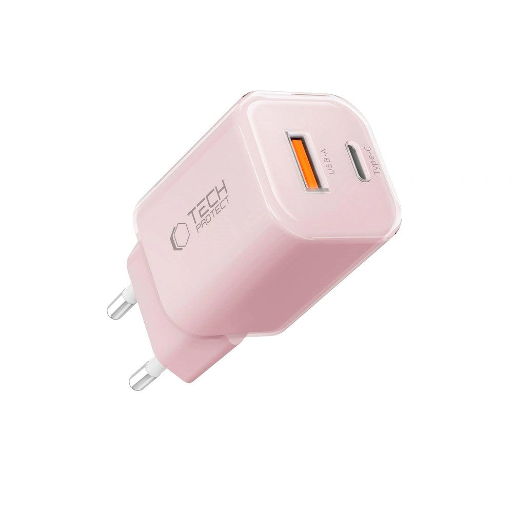 Tech-Protect 33W Wall Charger with 1x USB-A & 1x USB-C - Pink