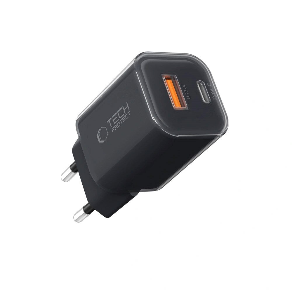 Tech-Protect 33W Wall Charger with 1x USB-A & 1x USB-C - Black