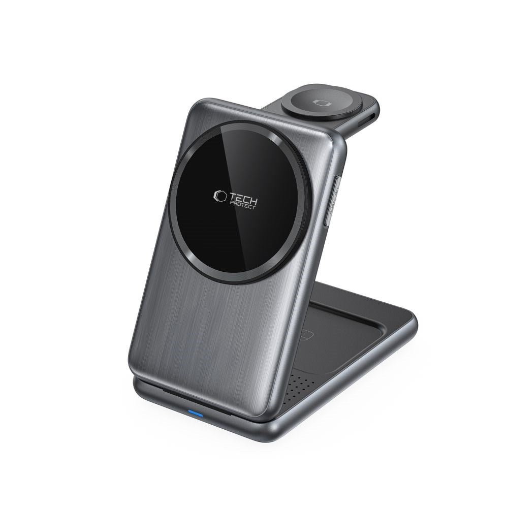 Tech-Protect QI15W-A42 3-in-1 Magnetic Wireless Charger - MagSafe Compatible - Grey
