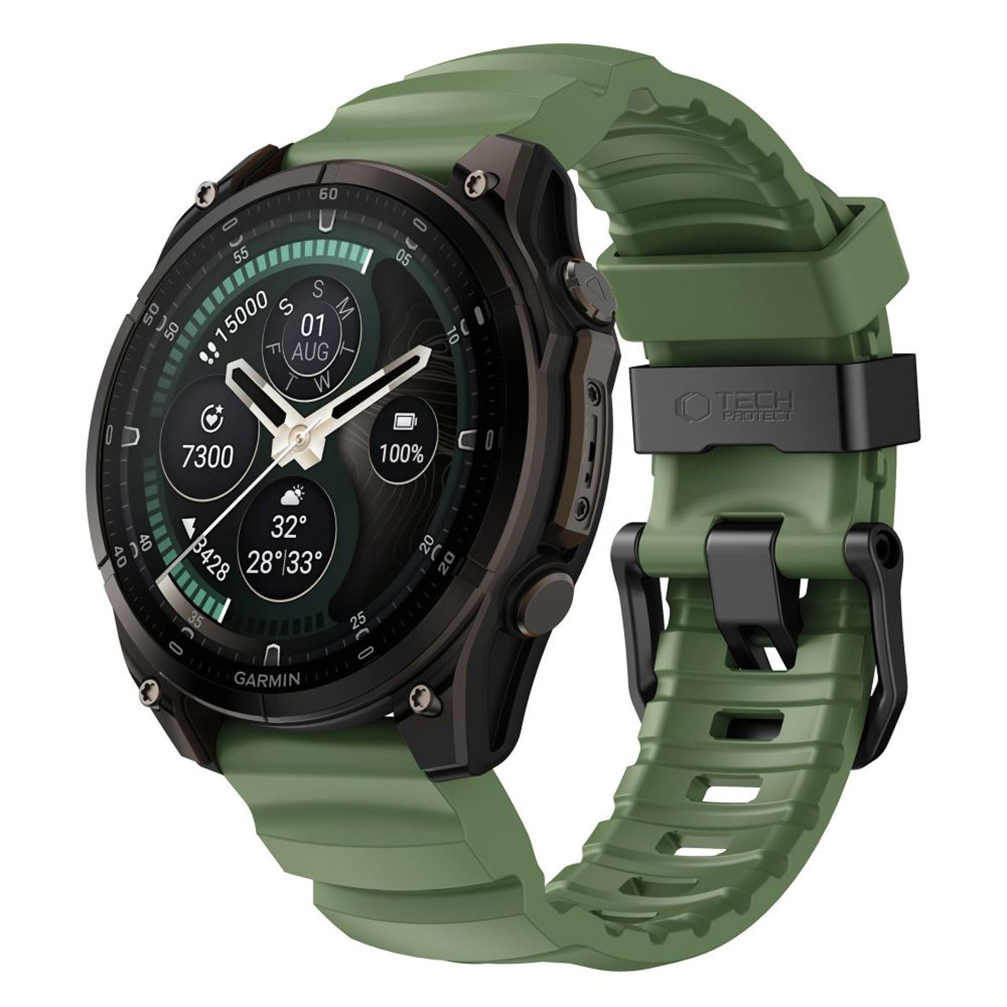 Universal Garmin 26mm QuickFit Tech-Protect Motion Watch Strap - Green