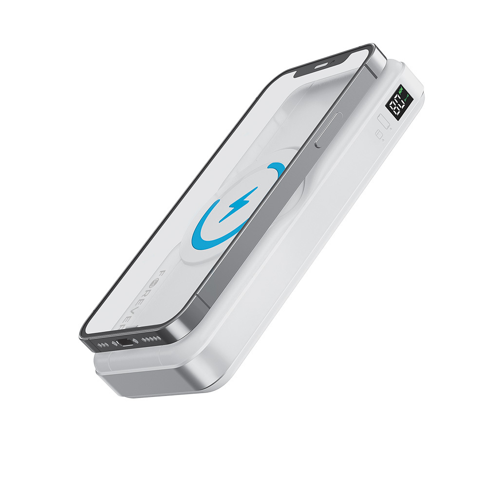 Forever MATB-300 3-in-1 Magnetic Wireless PowerBank - 10.000 mAh - MagSafe Compatible - White